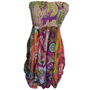 No size listed Silly Yeti strapless multicolored boho chic women's dress #17